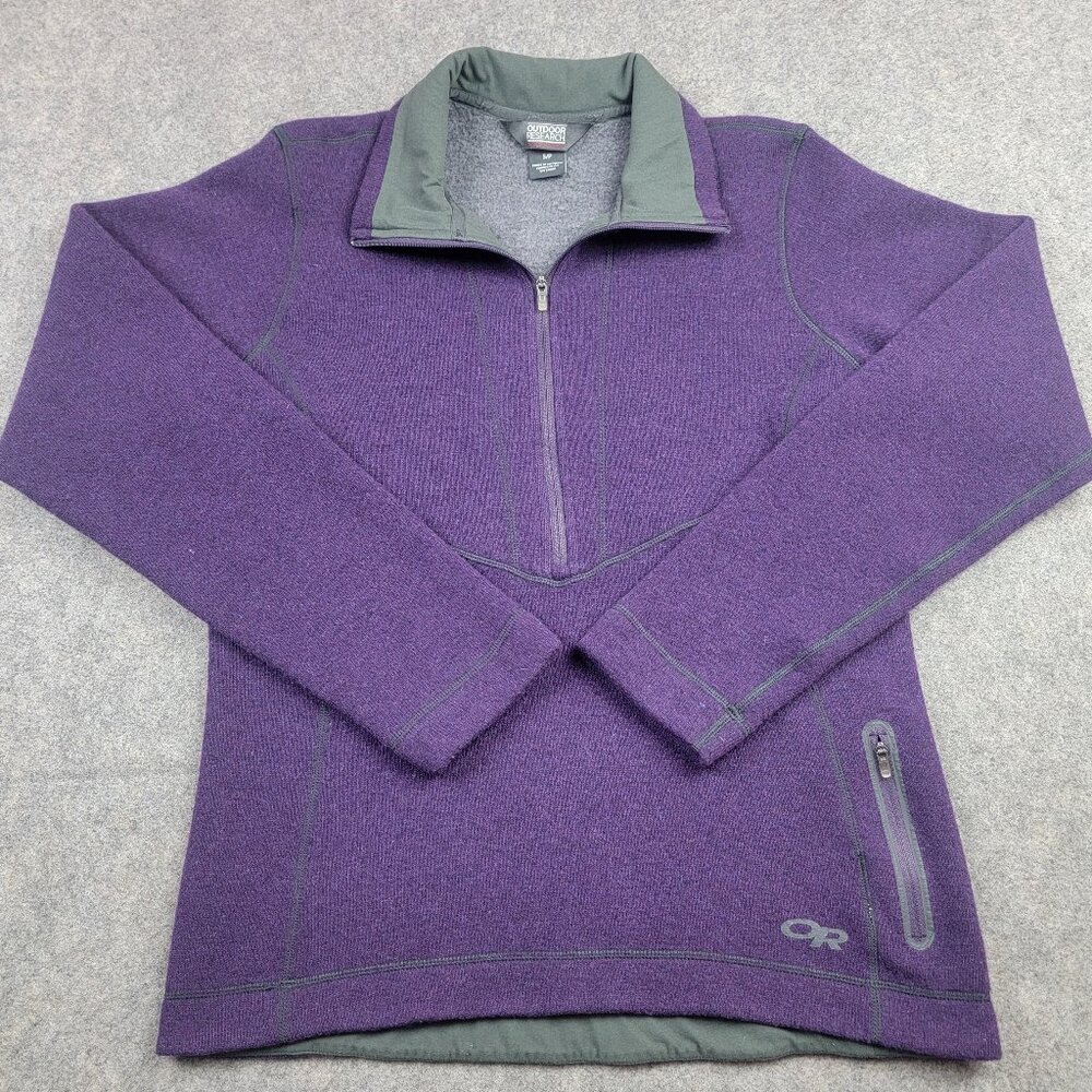 Outdoor Research Pullover Womens Small Purple Vashon Fleece Quarter Zip Wool